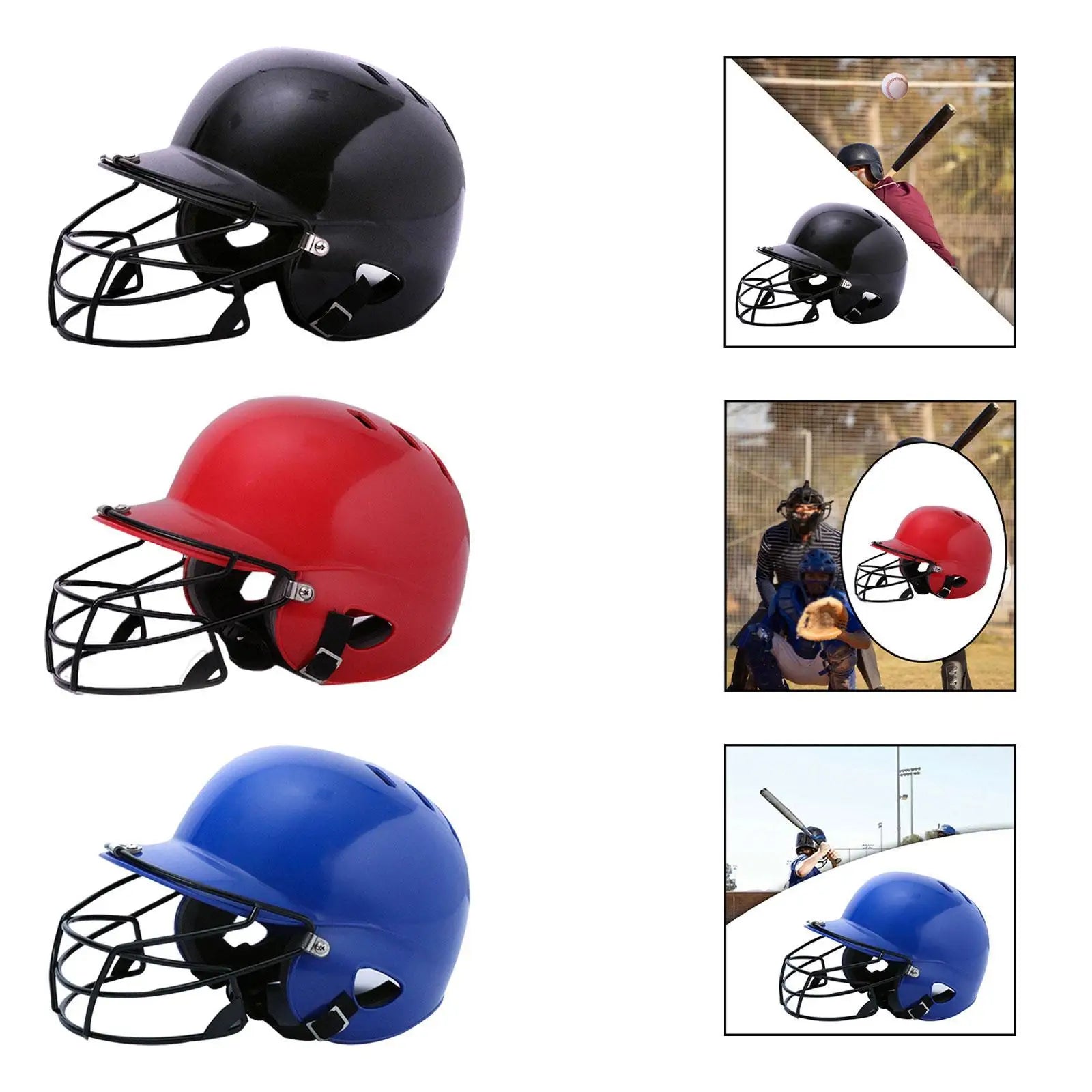 Baseball Batting Helmet with Facemask Comfortable Shock Absorbing