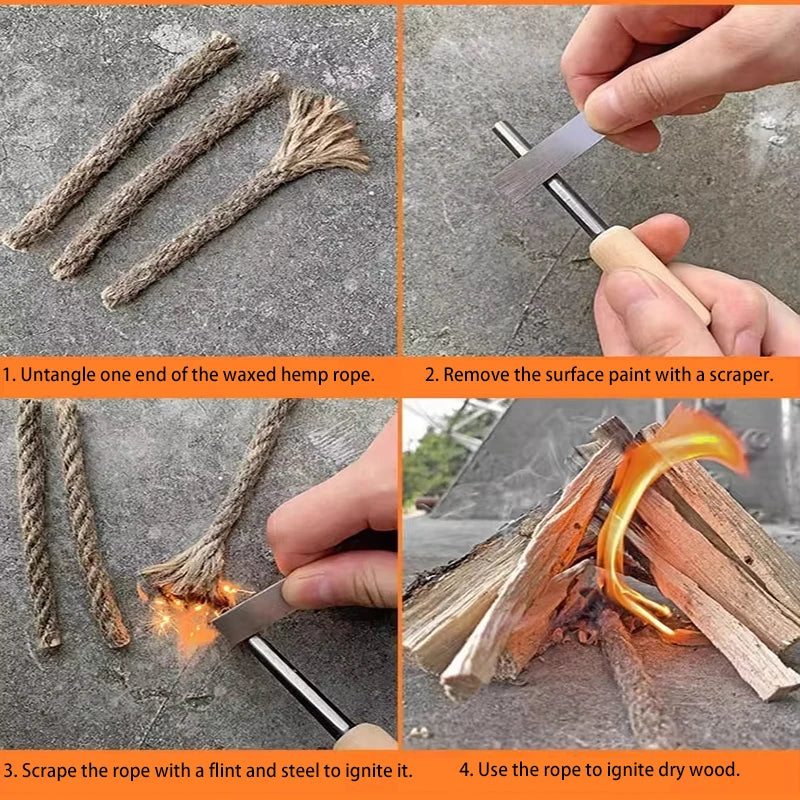 Outdoor Camping Flint Magnesium Rod Set Waterproof with White Steel Scraper Gnition Flint Rod EDC Survival Fire Starting Tool