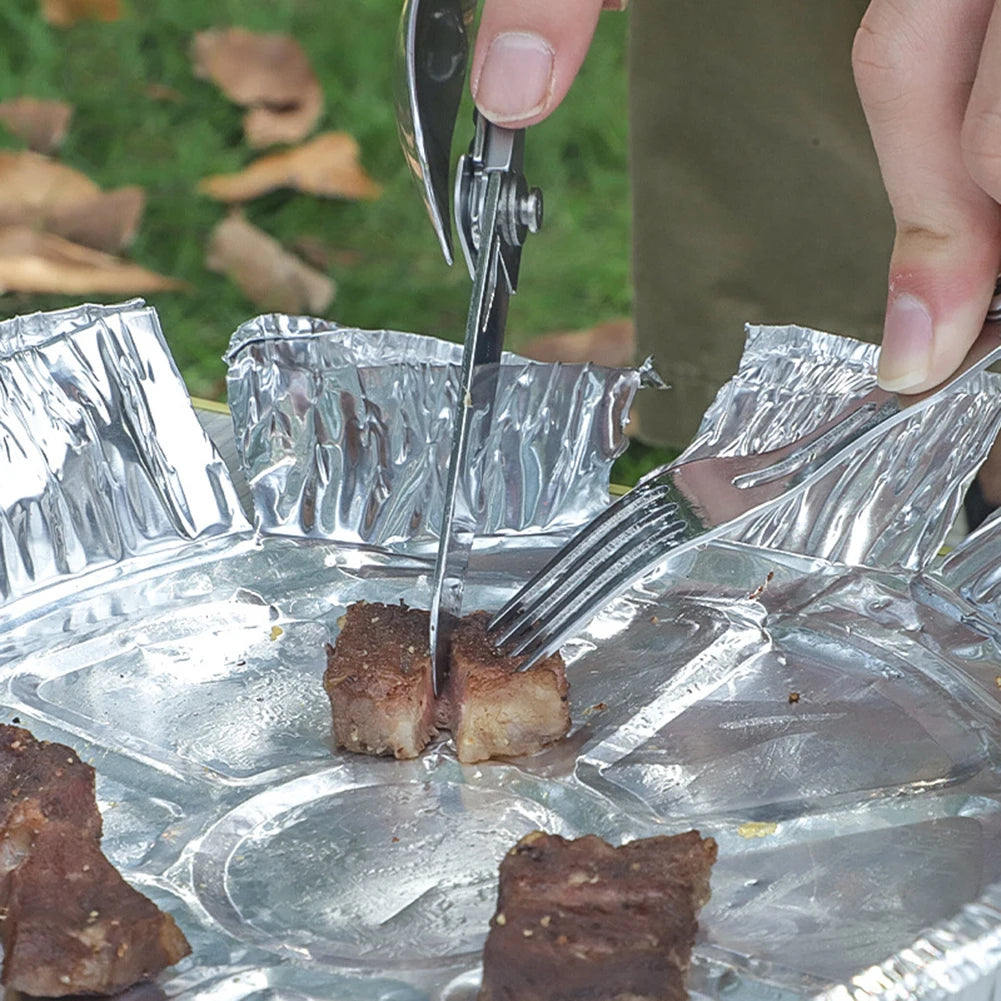 6 in 1 Multifunctional Fork Spoon Knife Foldable Portable