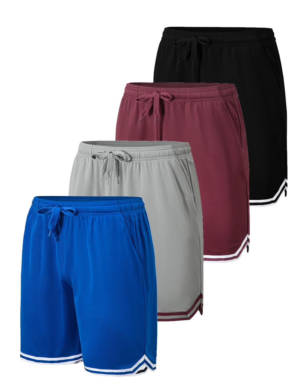 4-piece men's basketball shorts with drawstring waist and pockets