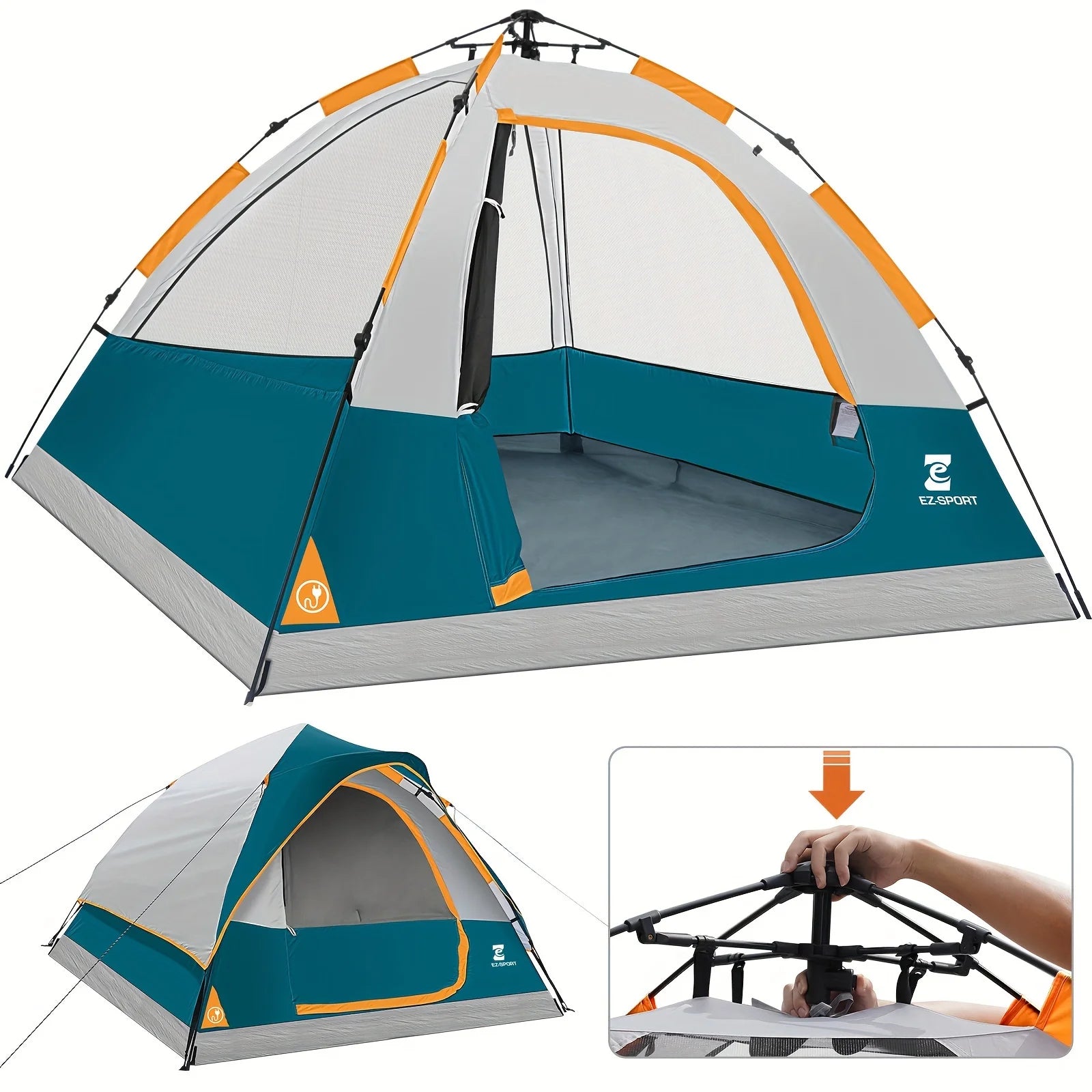 Pop Up Camping Tent - 4 Person Instant Easy Set Up Tent with Removable Rain Fly