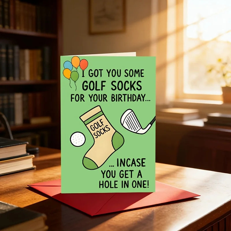1 gift for golf enthusiasts, suitable for sports celebration, funny golf themed greeting card, fun golf birthday card