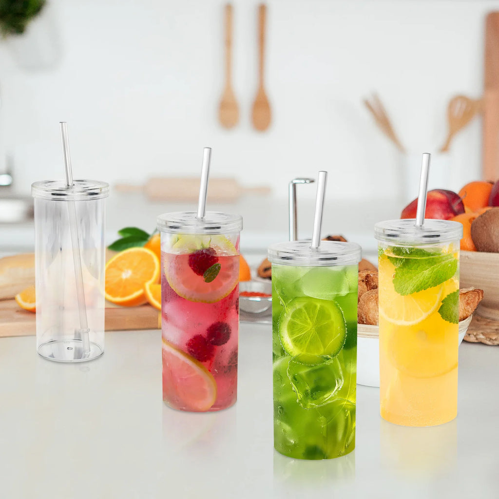 2PCS large Juice Cup with Lid and Straw plastic Water Bottle