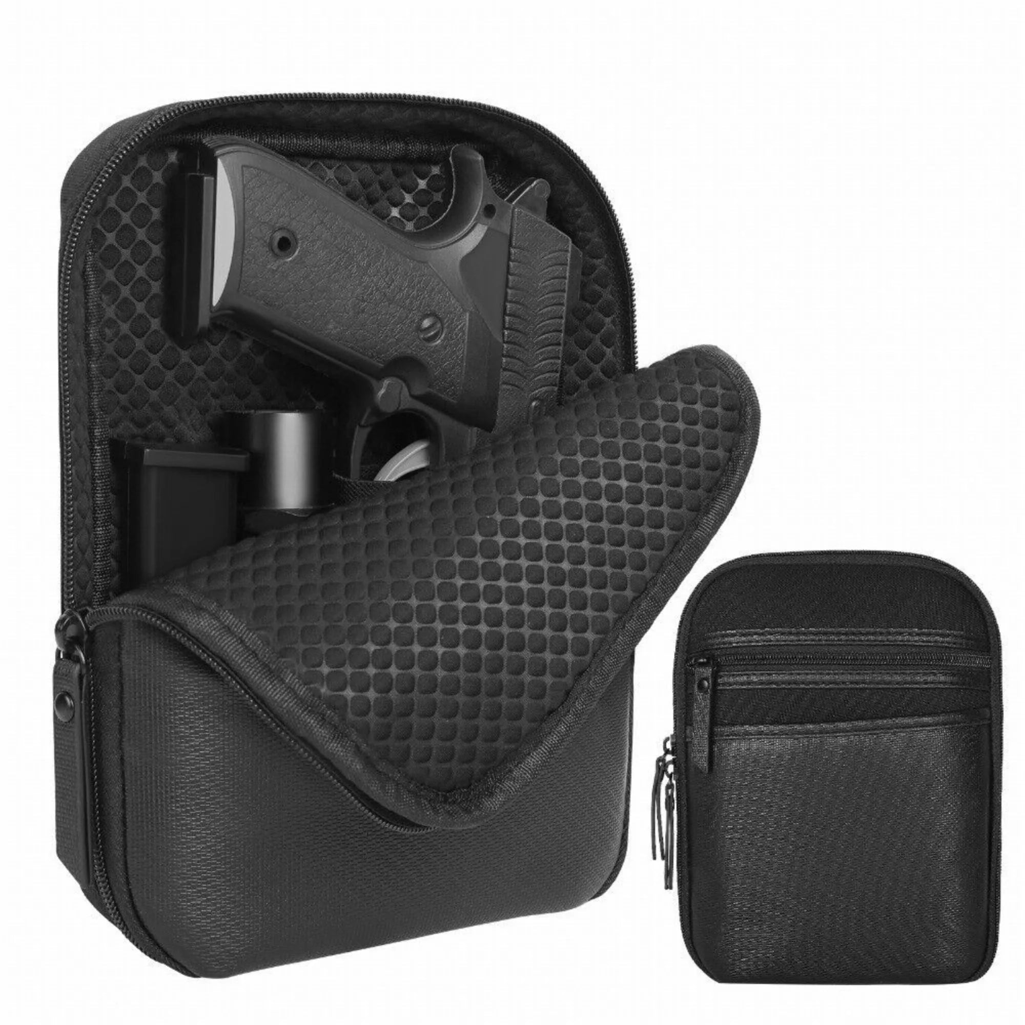 Concealed Carry Gun Pouch Pistol - Holster Pack Waist Pocket Bag Belt Loops Black