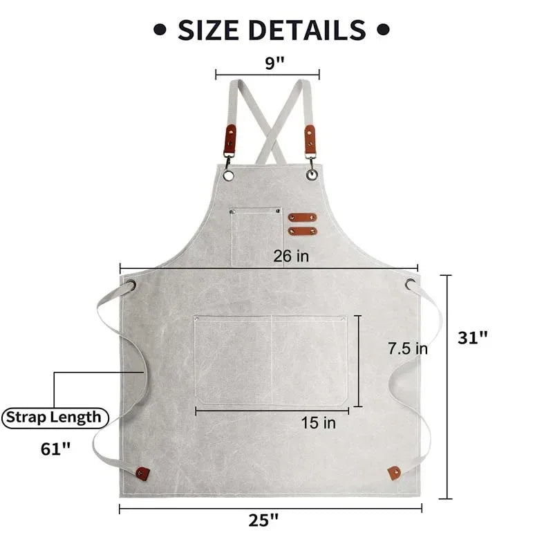 Household Canvas Apron Oil-proof Men Women Adult With Tool Pockets