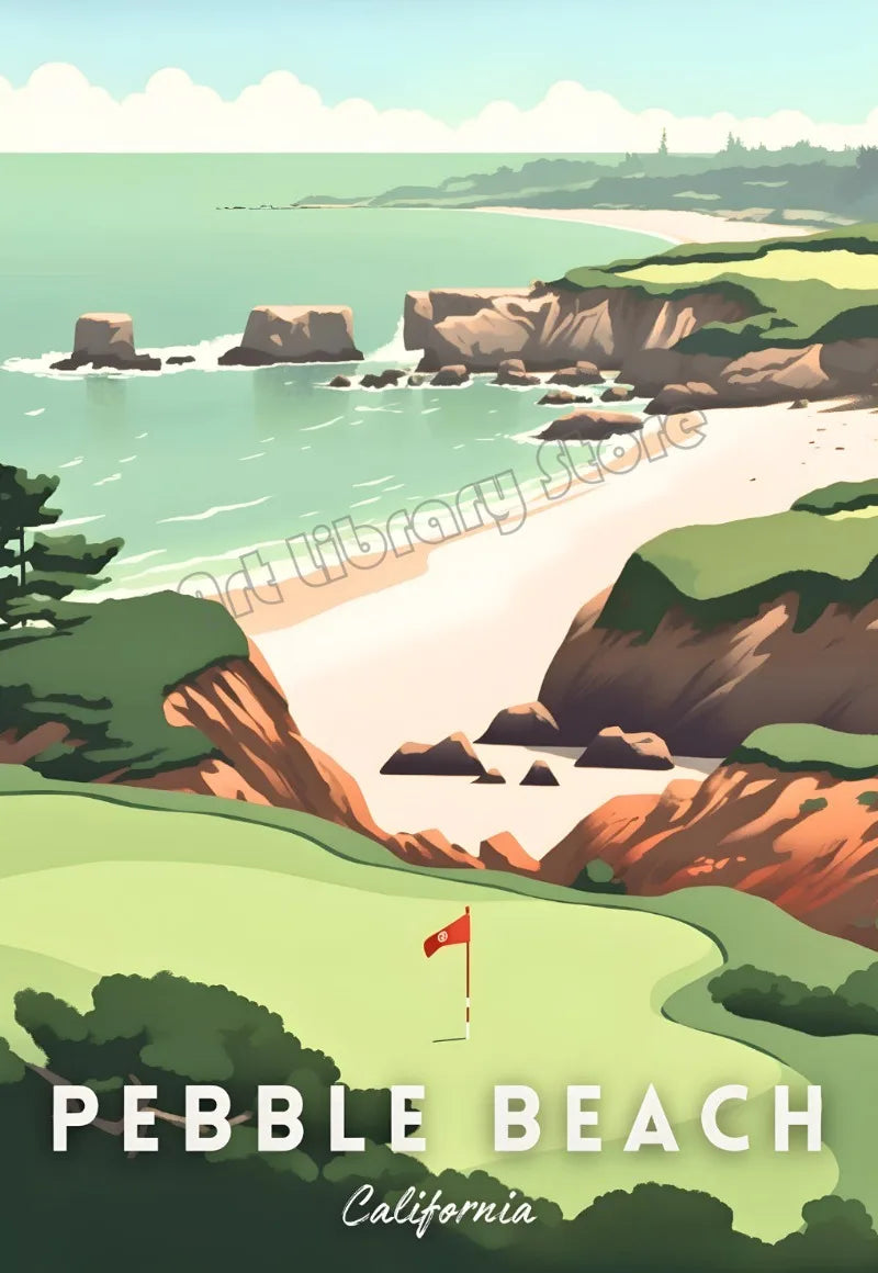 Abstract Golf Course Nordic Minimalist Sport Travel Landscape Poster Canvas Painting Wall Art Pictures Home Studio Decor Gift