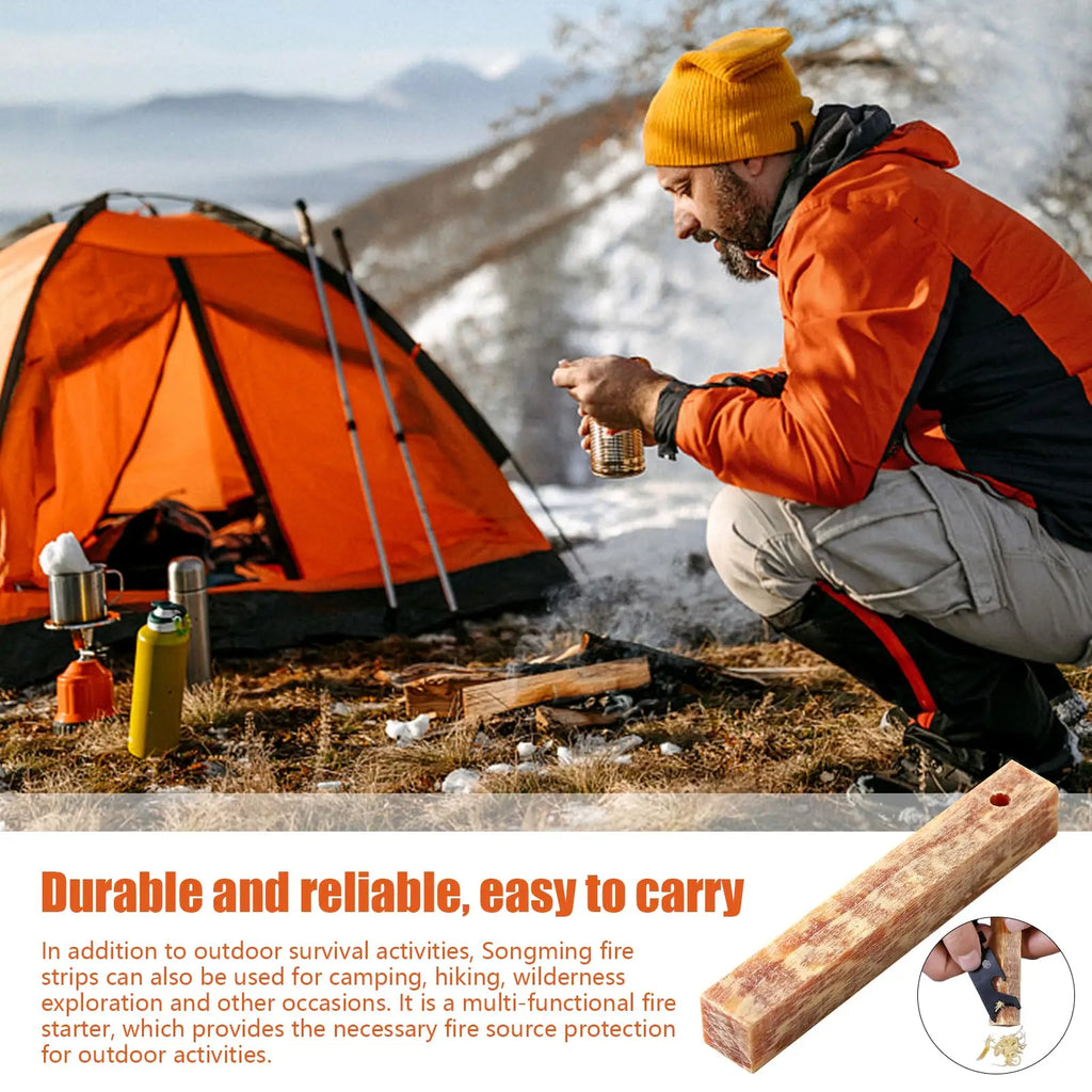 2Pcs Pure natural ignition matches pine wood kindling matches outdoor fire making tools outdoor camping survival tools
