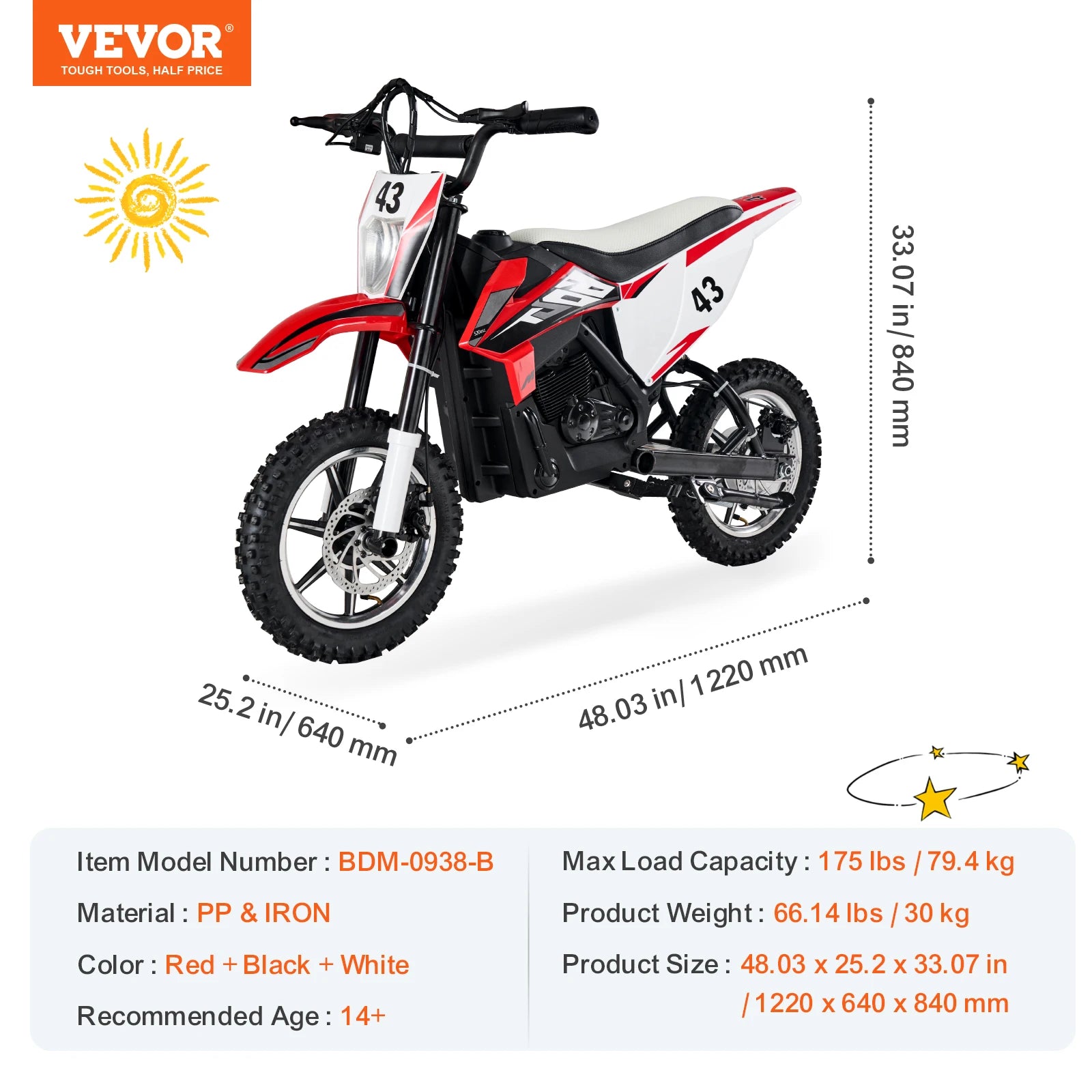 Electric Motorcycle 36V Kids with Speed up to 15.5mph