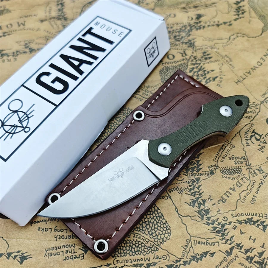 Fixed Blade Knife with Leather Sheath