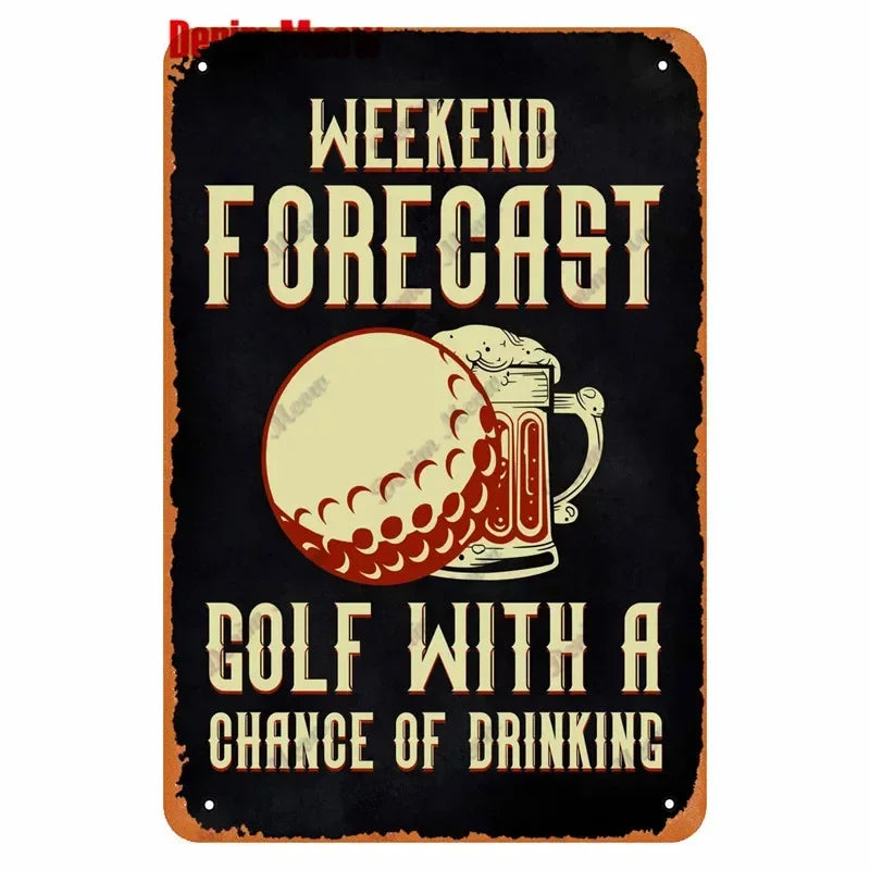 Vintage Golf Life Metal Wall Art Playing Golf Pin Up Girl Tin Sign Retro The Golf Father Decoration Club Home Decor 8x12 inch