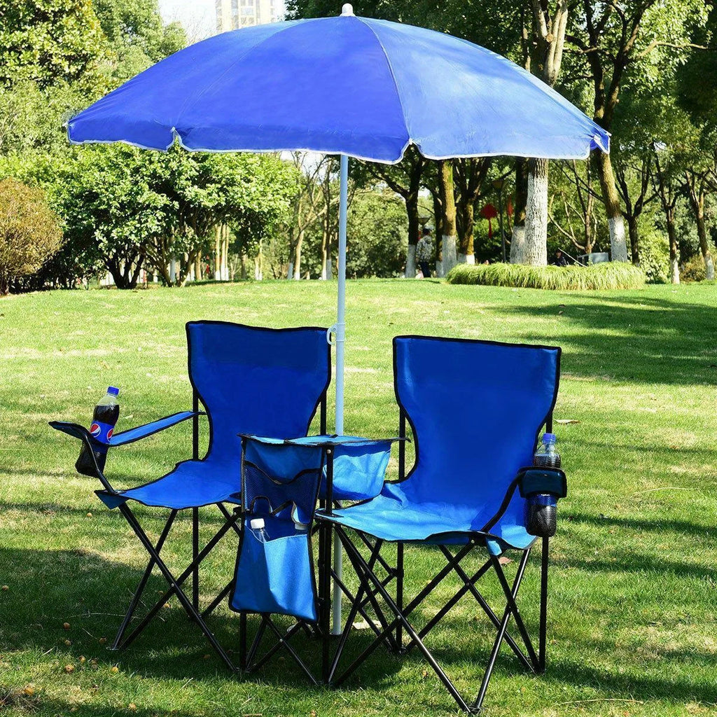 Double Chair+Umbrella Table Cooler Fold Up