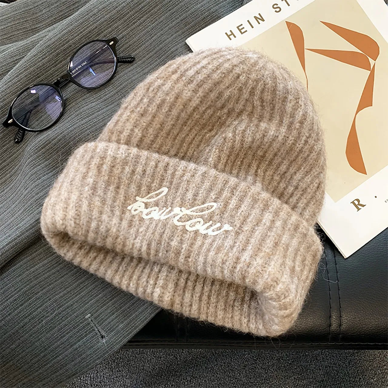Women Embroidery Letter Knitted Hat