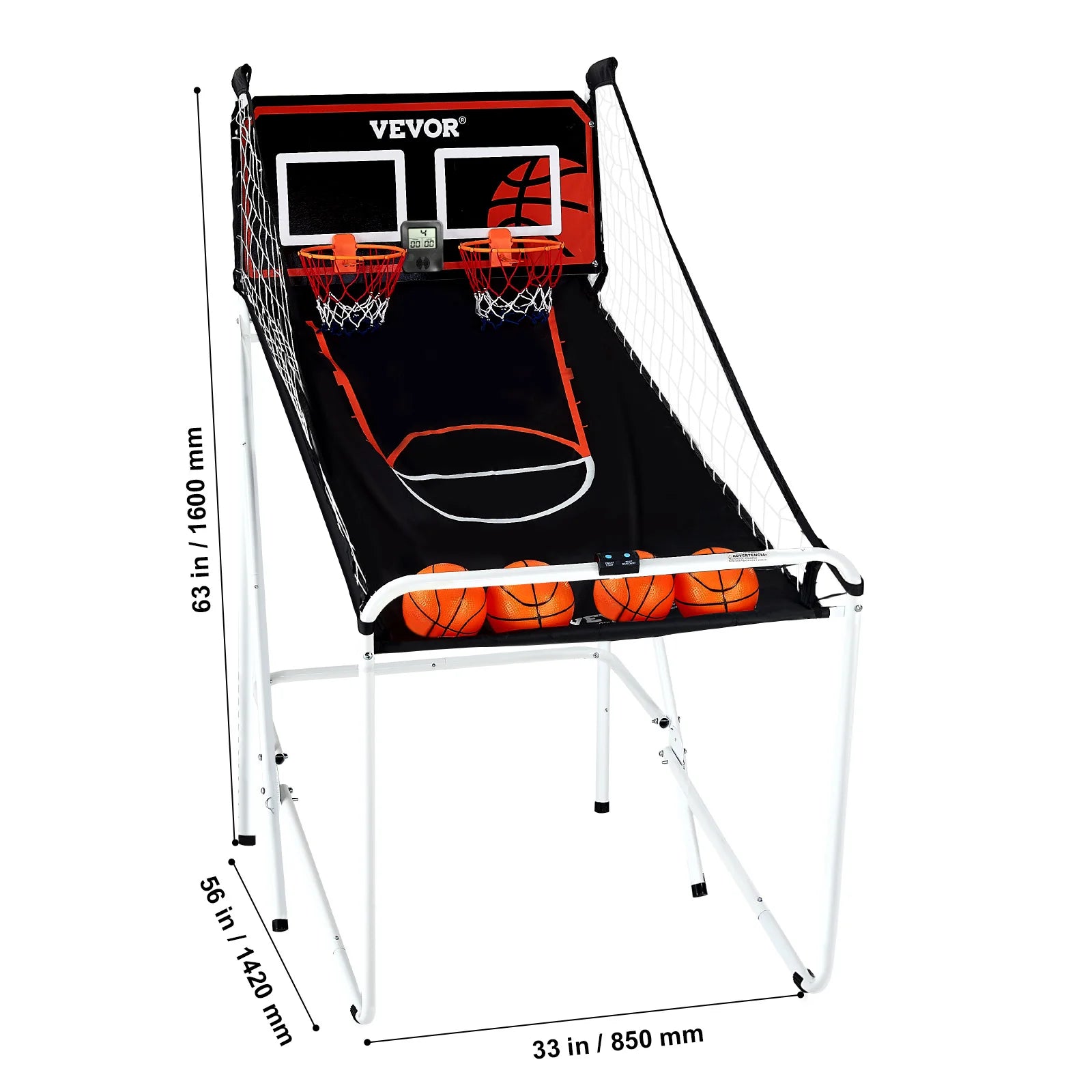 Foldable Basketball Arcade Game 2 Player Indoor 4 Balls 8 Game Modes for Kid Adult