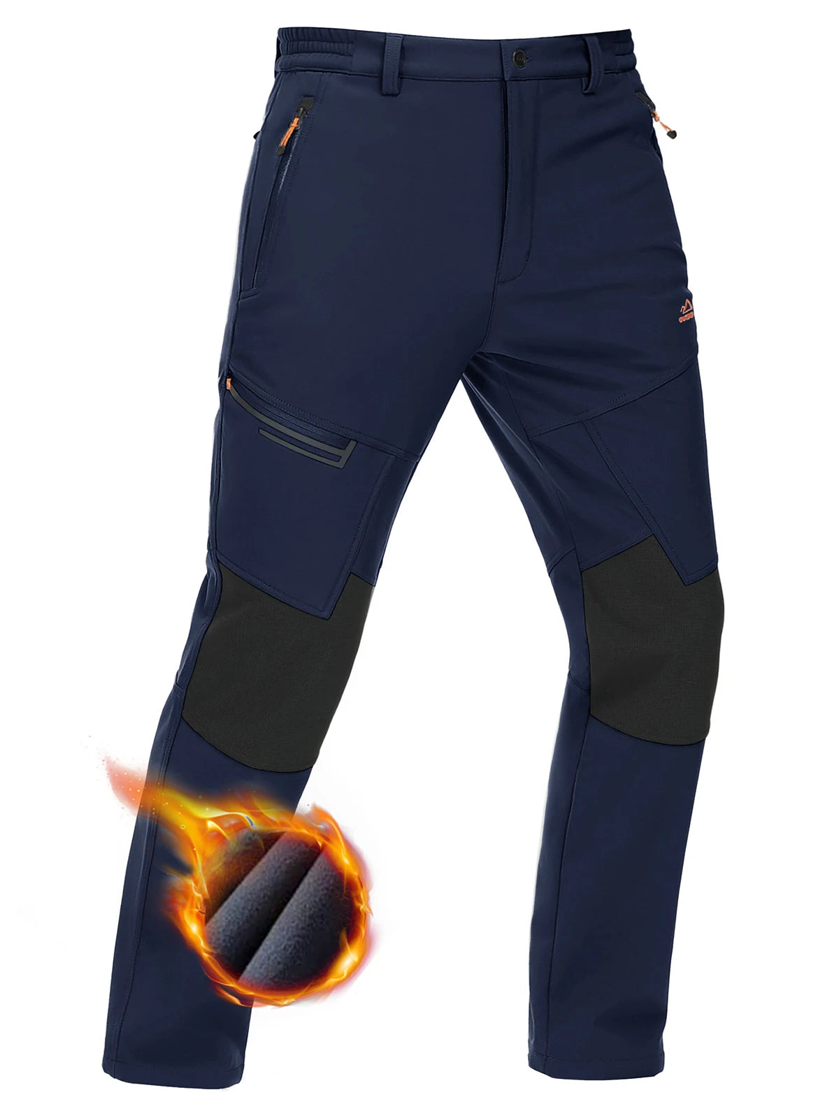 Men's Fleece Hiking Pants Waterproof Outdoor Ski Trousers with Zip Pockets