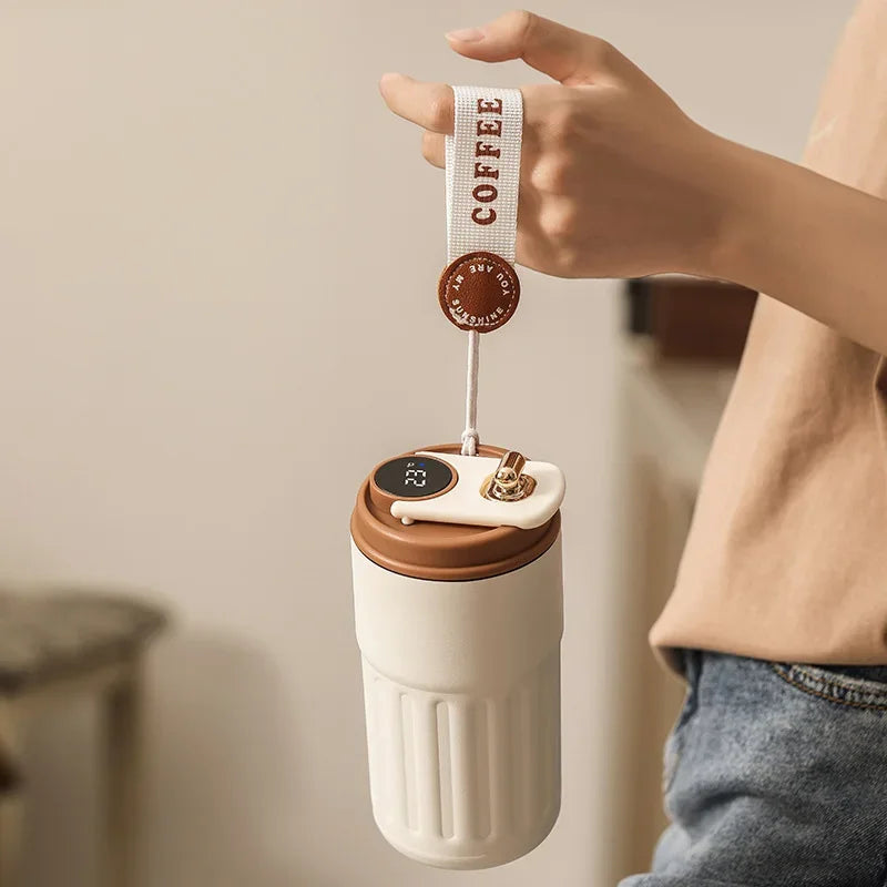 Thermos Bottle Display Temperature Stainless Steel Vacuum Cup Office Coffee Cup Business Portable Thermal Mug 450ml