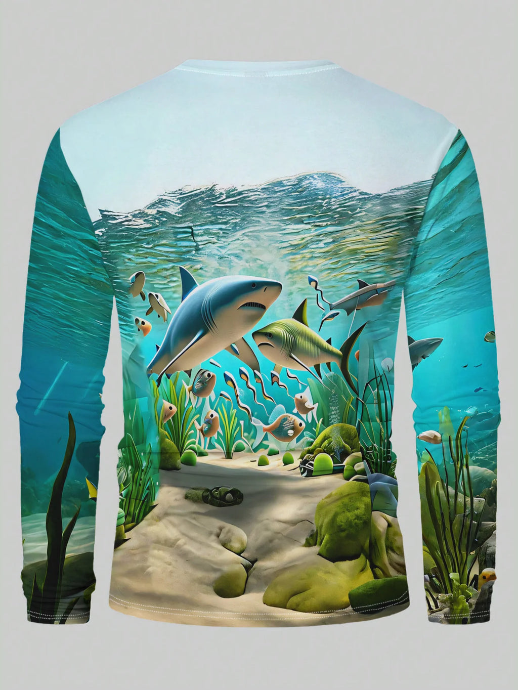 Fishing T Shirt for Men Summer Outdoor Fishing Apparel Sun Protective Long Sleeve 3D Printed Casual Tee UV Resistant Quick Dry