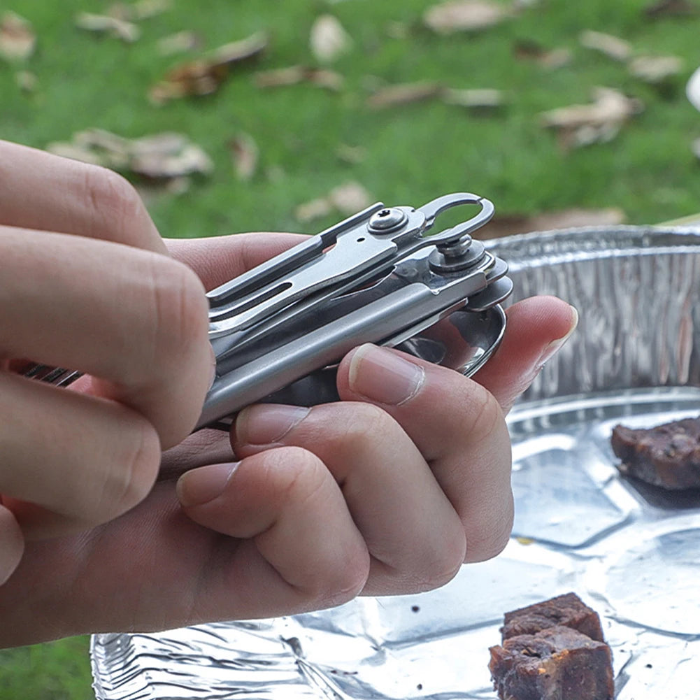 6 in 1 Multifunctional Fork Spoon Knife Foldable Portable