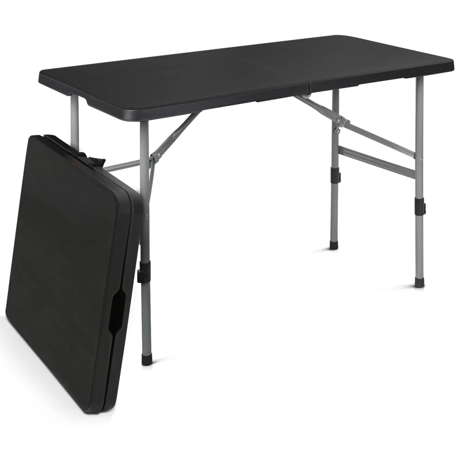 4ft Folding Table Outdoor Lightweight Portable Square Plastic Table for Camping Picnic Party Black