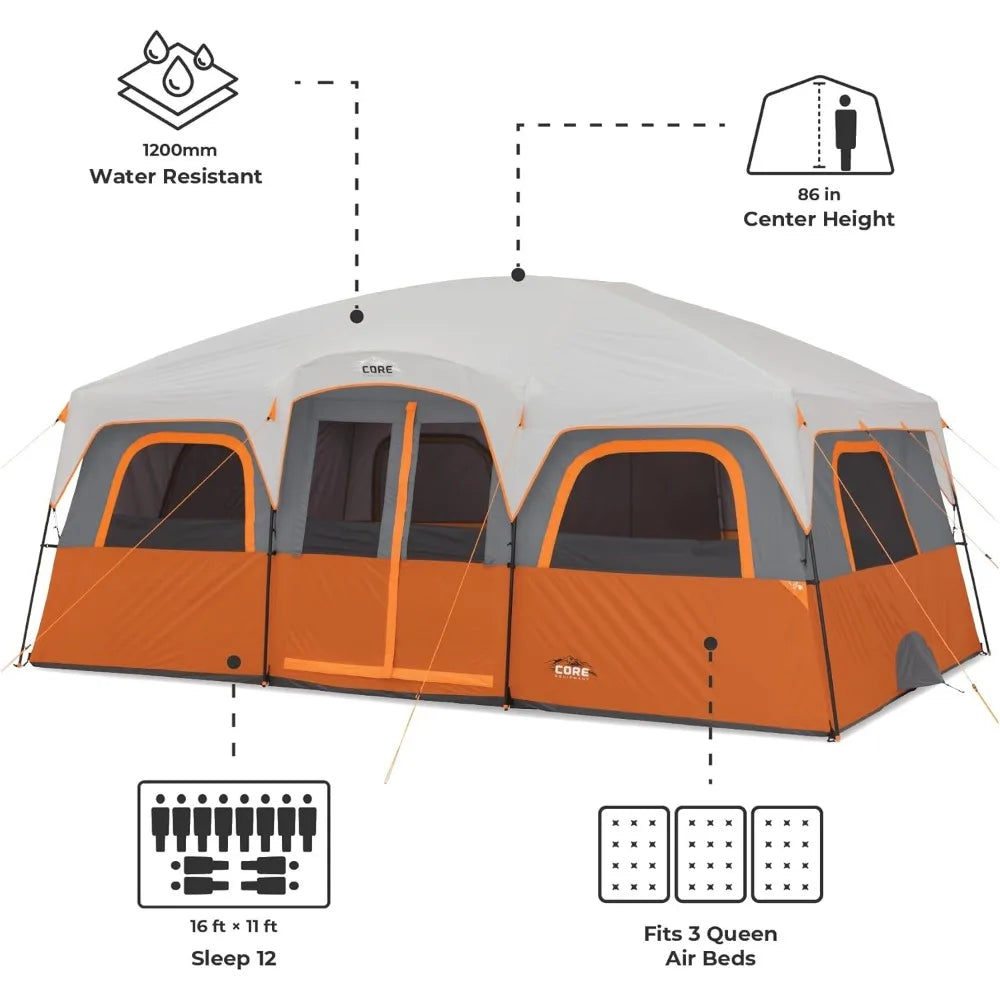 Tent for Large Family w/Multi Room Cabin for Car Camping & Outdoor Adventures