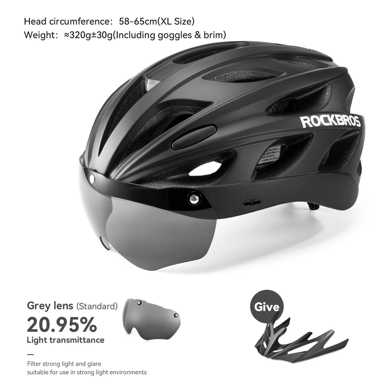 ROCKBROS Cycling Helmet Lightweight With Goggles Men Women
