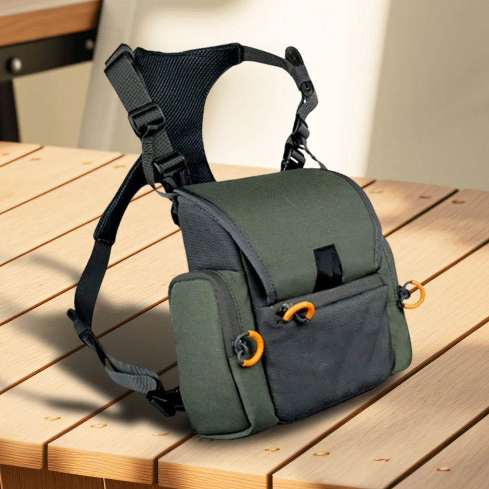 Binocular Harness Chest Pack with Rangefinder Pouch & Rain Cover Adjustable for Hunting