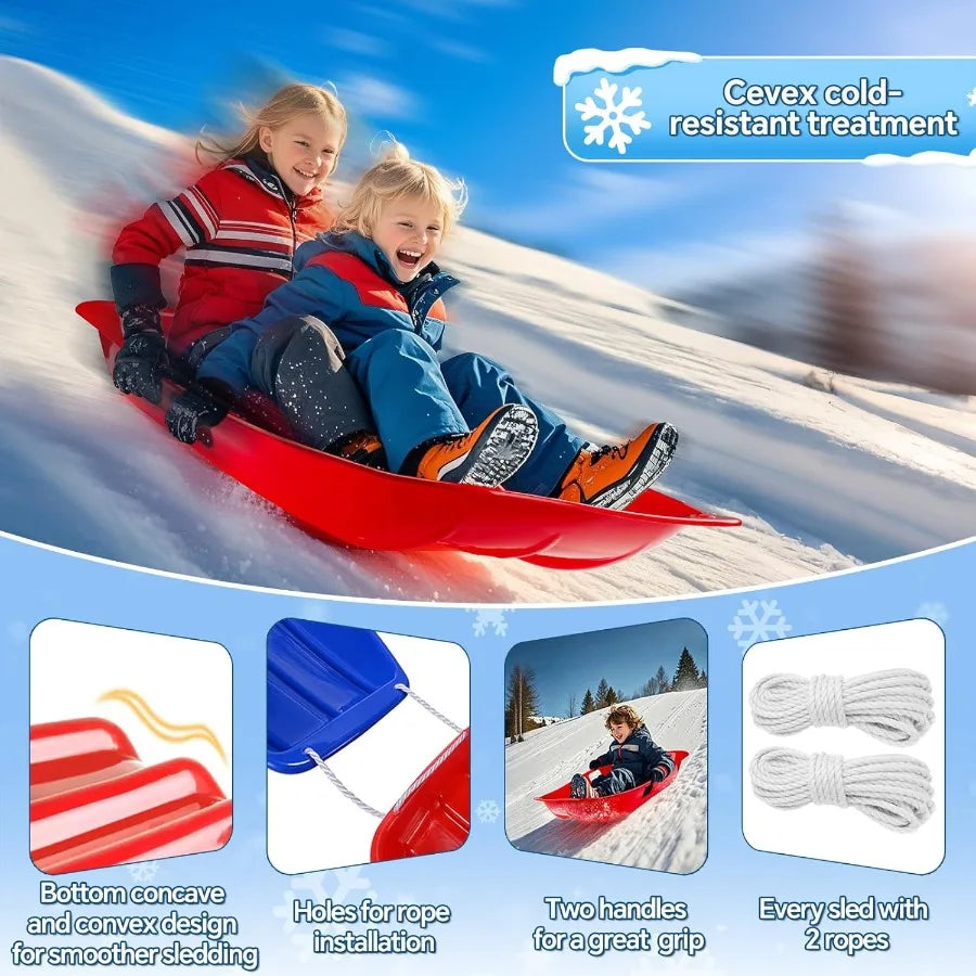 Downhill Sprinter Toboggan with 2 Handles and Pull Ropes