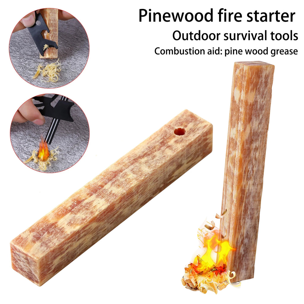 2Pcs Pure natural ignition matches pine wood kindling matches outdoor fire making tools outdoor camping survival tools