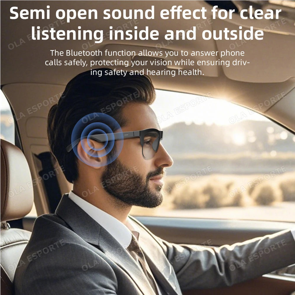 2025 Photosensitive Color Change Smart Glasses Bluetooth Voice Calls Control Music UV Polarized Sunglasses Headphone Glasses Man