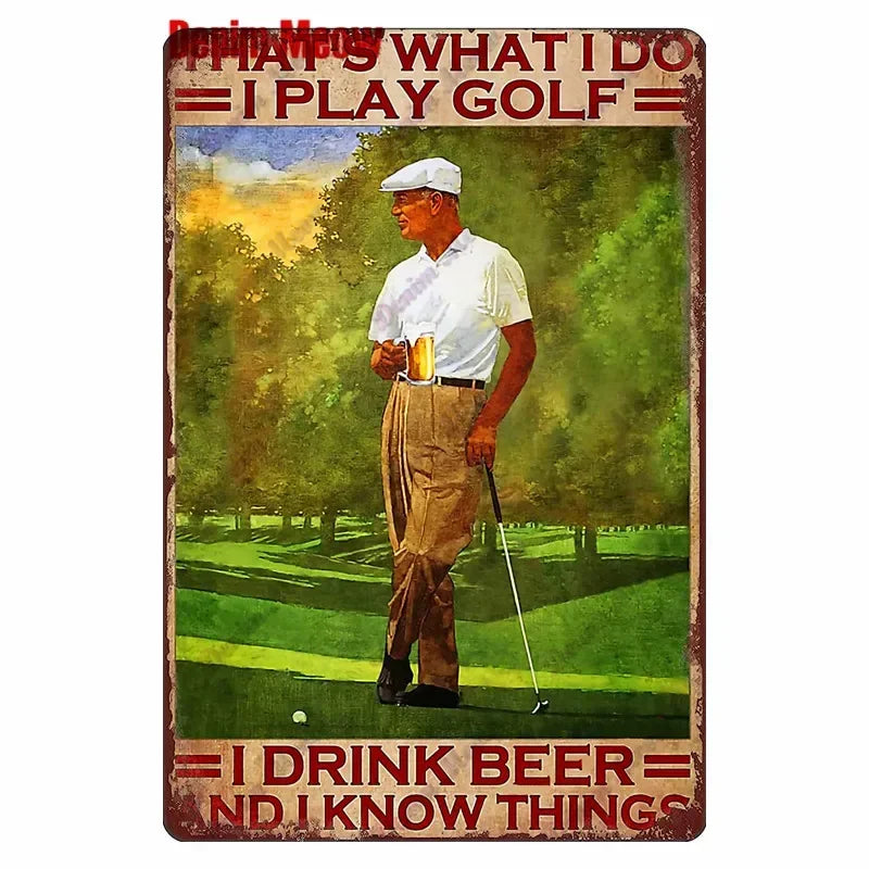 Vintage Golf Life Metal Wall Art Playing Golf Pin Up Girl Tin Sign Retro The Golf Father Decoration Club Home Decor 8x12 inch