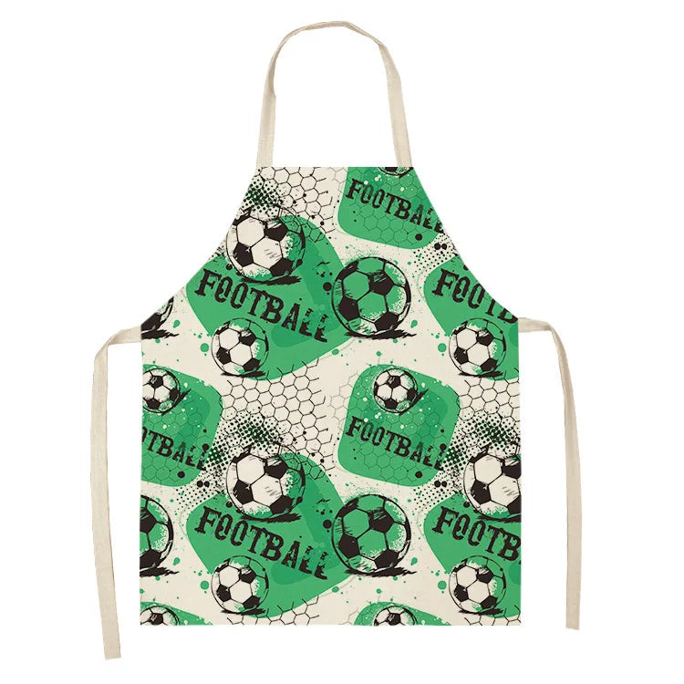 Baseball Football Printed Cotton Linen Sleeveless Aprons Kitchen Women Pinafore Home Cooking Baking Waist Bib