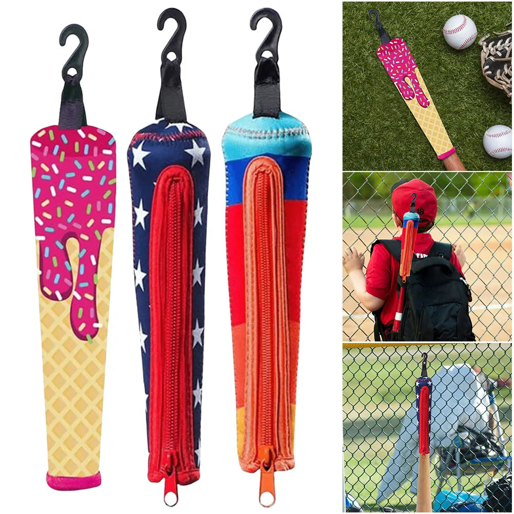 Baseball & Softball Handle Covers - Zippered Sleeve with Hook for Hanging on fencing