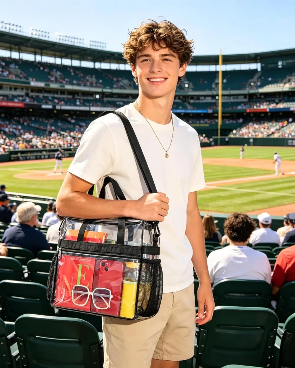 Clear Stadium Tote Bag 12x6x12 with Detachable Strap for Sports & Concerts