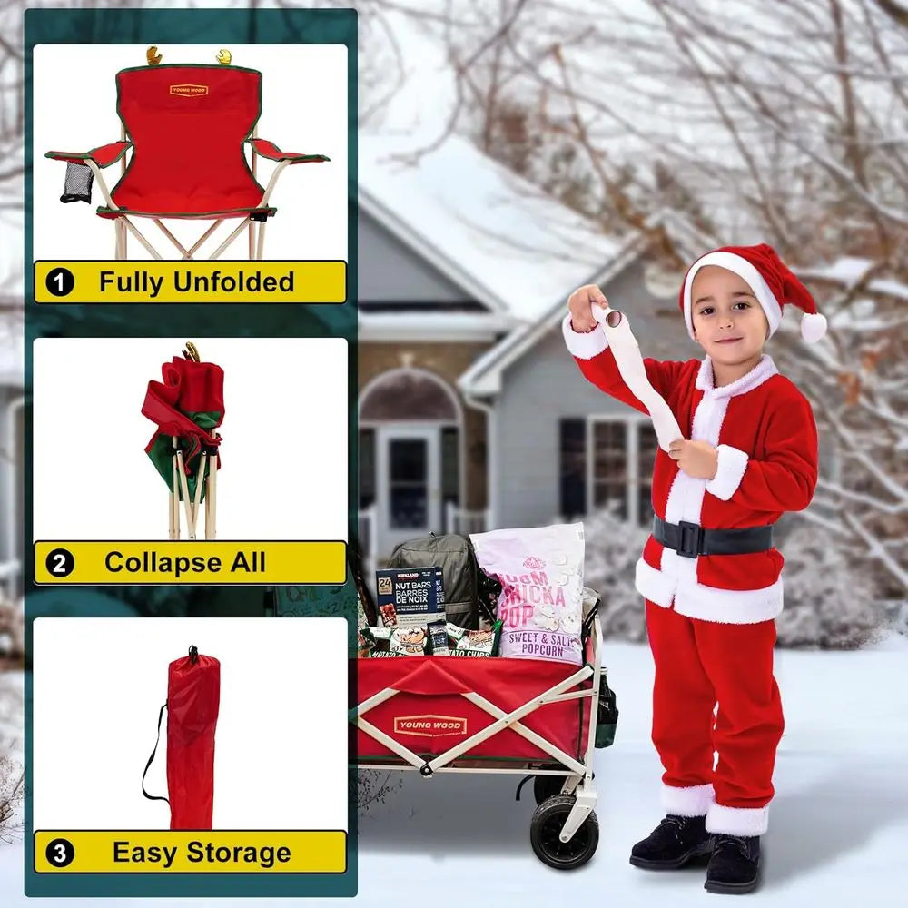 Portable Camping Outdoor Foldable Chair, Included Mesh Cup Holder & Safety Lock