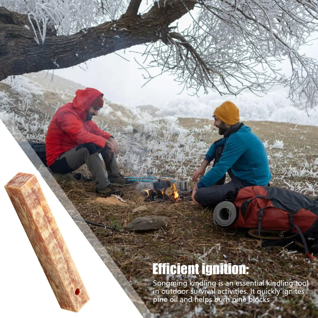 2Pcs Pure natural ignition matches pine wood kindling matches outdoor fire making tools outdoor camping survival tools