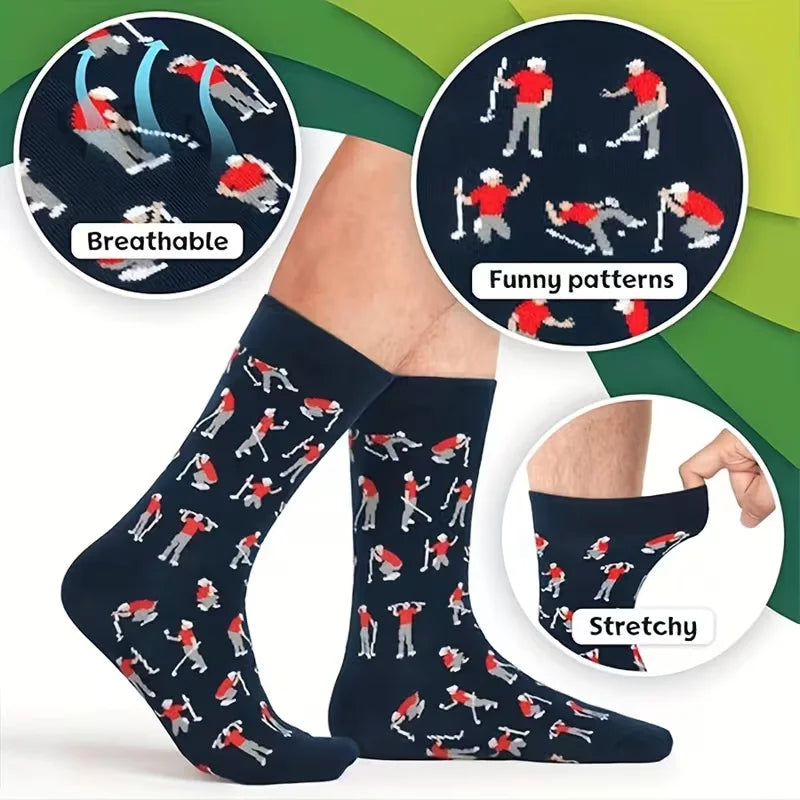 3 styles Golf Socks Rugby Running Hiking Athletic Socks Machine Washable Mid-Calf Socks Sports Footwear for Man Athletes Gifts
