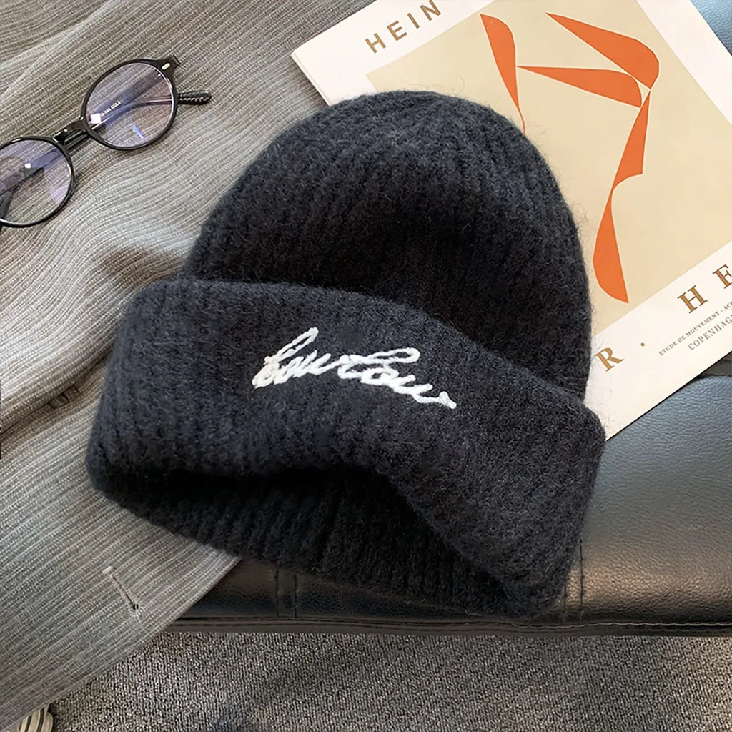 Women Embroidery Letter Knitted Hat