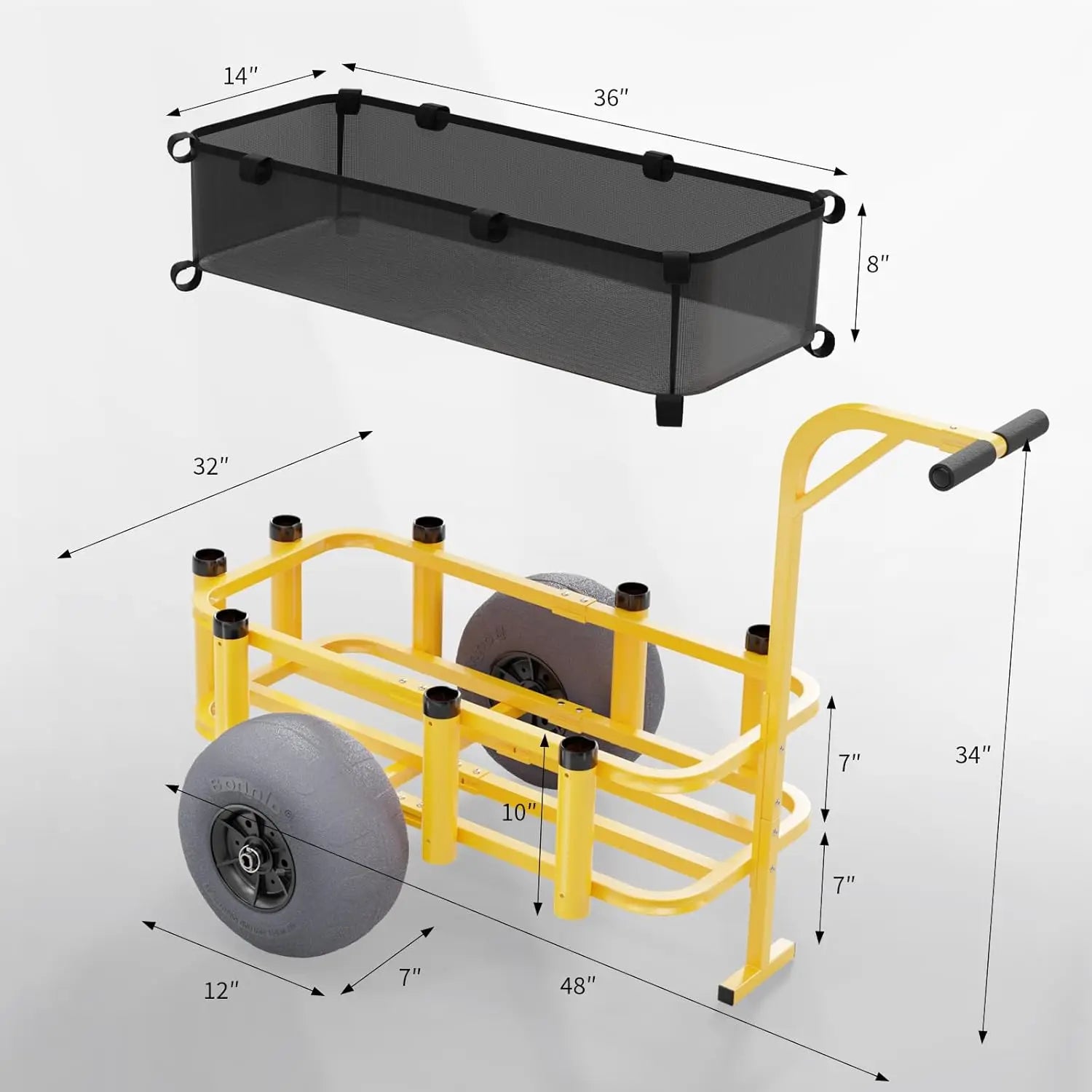 Fishing Cart-Beach Wagon w/ 13" Big Wheels for Sand, 300 lbs Load Capacity