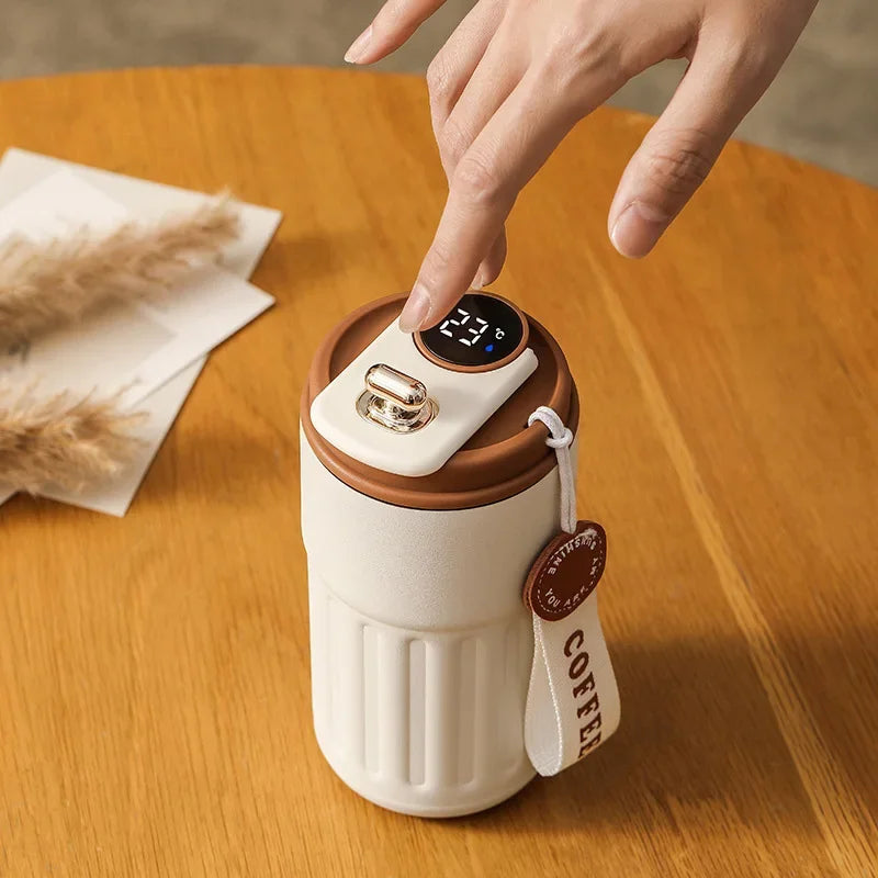 Thermos Bottle Display Temperature Stainless Steel Vacuum Cup Office Coffee Cup Business Portable Thermal Mug 450ml