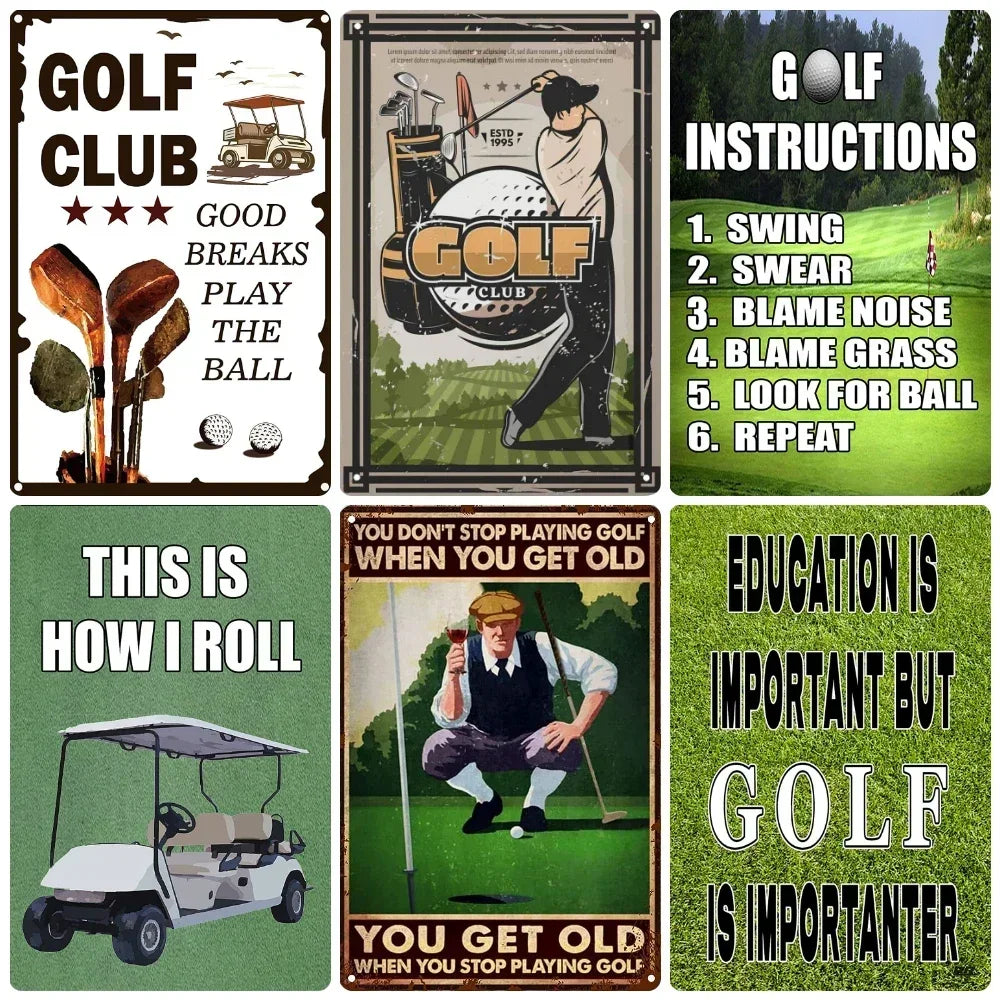 Vintage Golf Life Metal Wall Art Playing Golf Pin Up Girl Tin Sign Retro The Golf Father Decoration Club Home Decor 8x12 inch