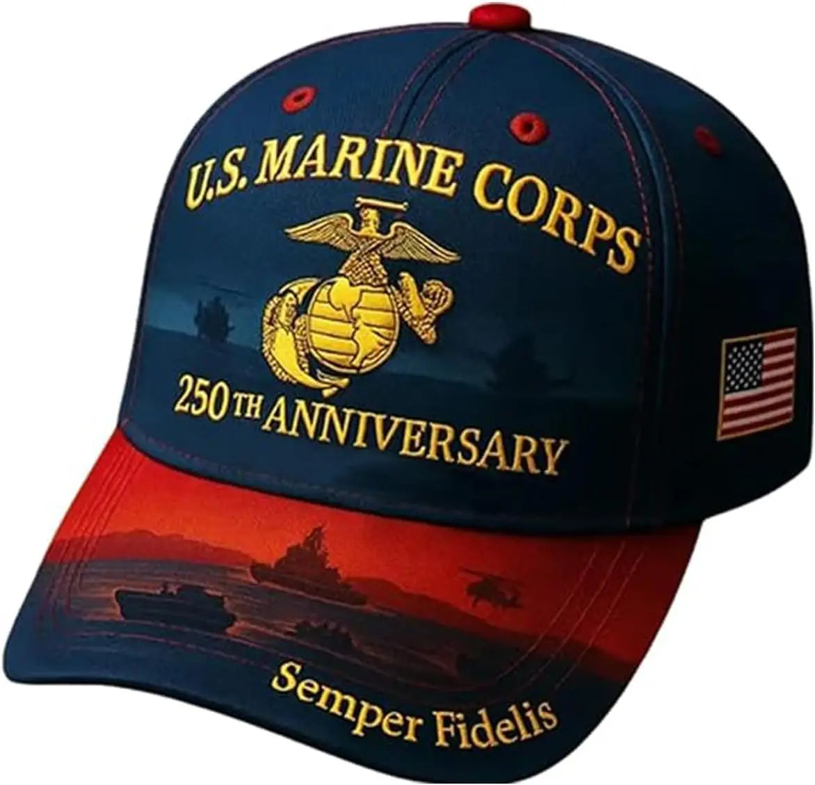 250 Anniversary Marine Corps Hat Embroidered Baseball Hats USA 250th Patriotic Cap for Men Women Veteran Gifts