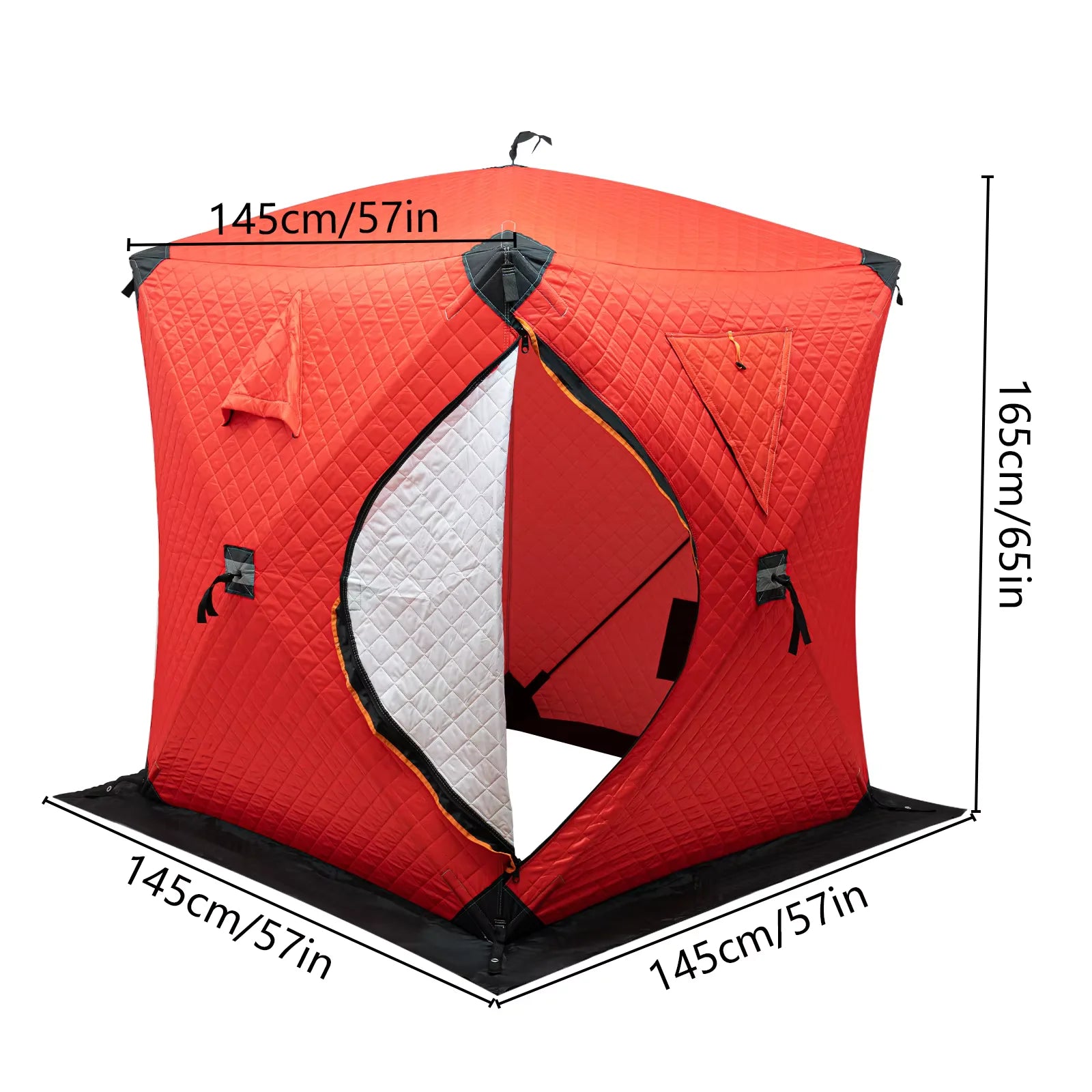 Ice Fishing Tent Freestanding Portable Insulated and Windproof for 1-2 Persons Orange/Blue/Red