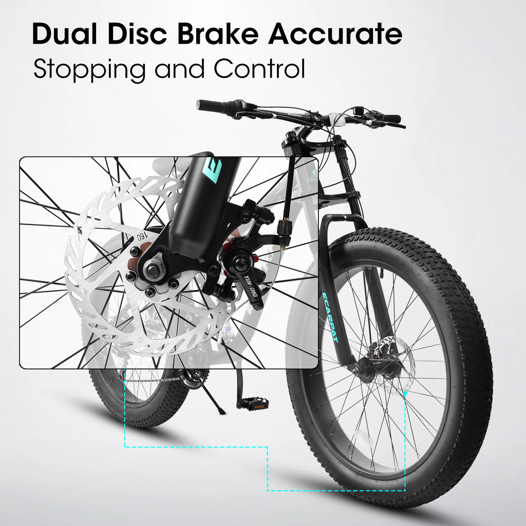 26 inch Mountain Bike, Full-Suspension 21 Speeds Drivetrain with Disc-Brake MTB Bicycle, 26*4" Fat tire