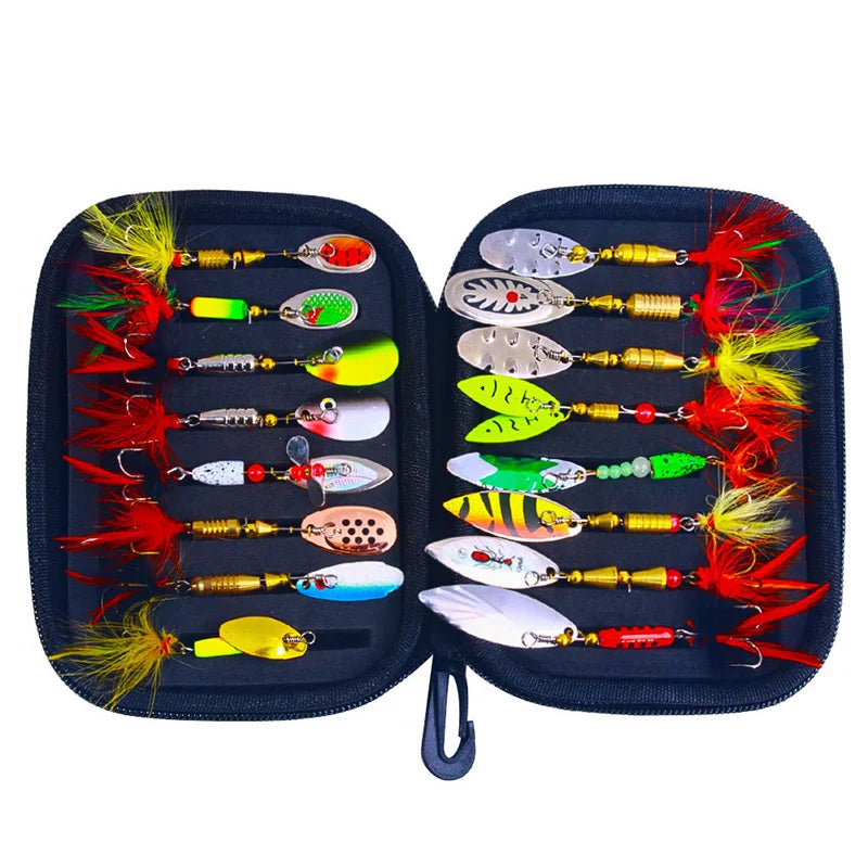 16PCS Fake Bait Spinner Lures for Fishing