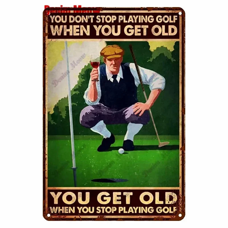 Vintage Golf Life Metal Wall Art Playing Golf Pin Up Girl Tin Sign Retro The Golf Father Decoration Club Home Decor 8x12 inch
