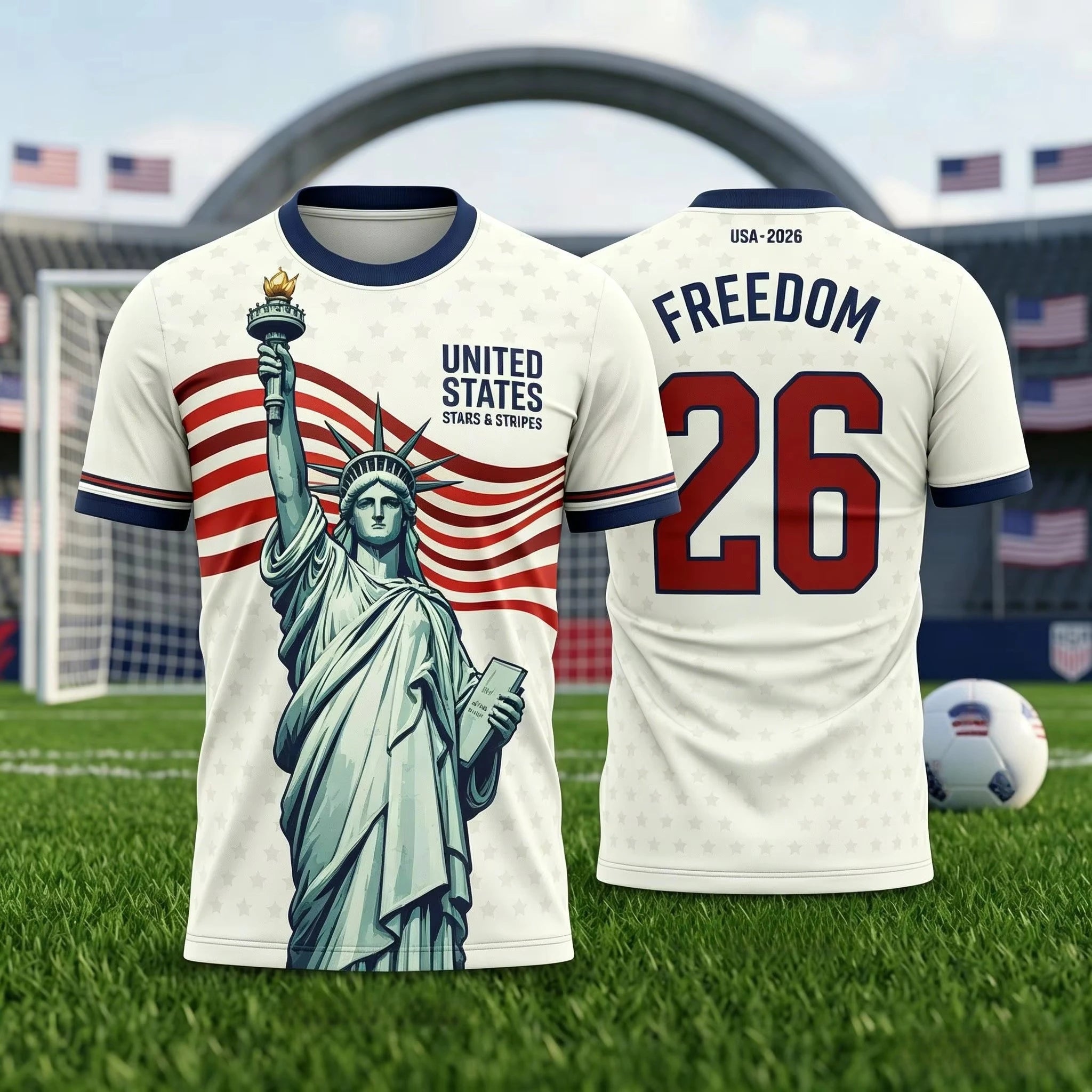 2026 USA Fan Soccer Jersey Unisex Adults & Kids Stars Stripes Patriotic Football Shirt Casual Athletic Top Fan Training Wear
