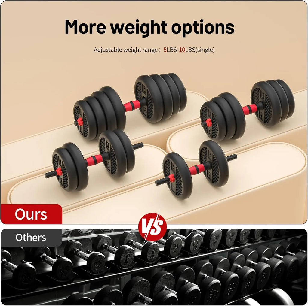Adjustable Dumbbell Set, 20-80lbs Free Weights for Home Gym, 4-in-1 Workout Equipment as Barbell/Kettlebell/Push-up Stand