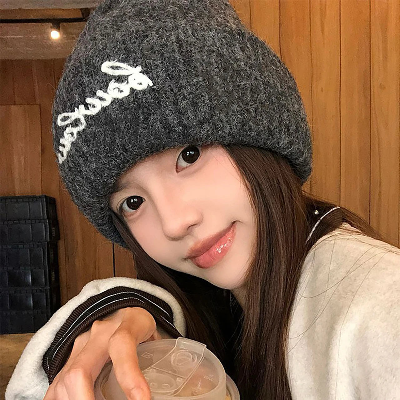 Women Embroidery Letter Knitted Hat