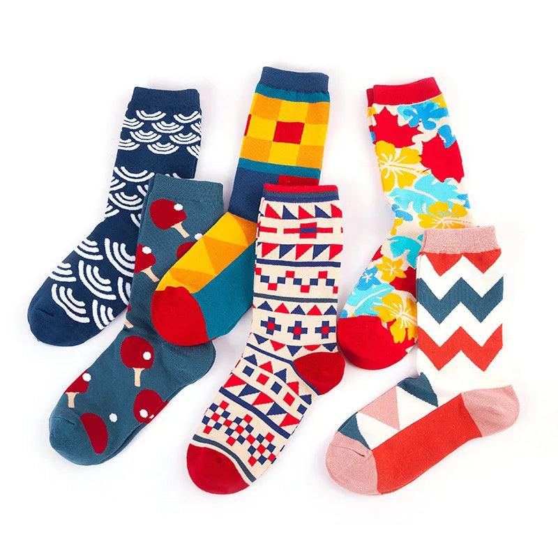 10pcs=5 Pairs Neutral Cool Funny Hiphop Casual Pastel Pack Long Tube Set Men Fashion Print Harajuku Cotton Sports Running Socks