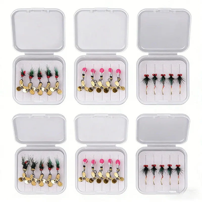 Rattlesnake Fly Lure Night Glow 5PCS Set Nymph Micro Bait Horse Mouth Bionic Fishing Lure for Bass and Perch