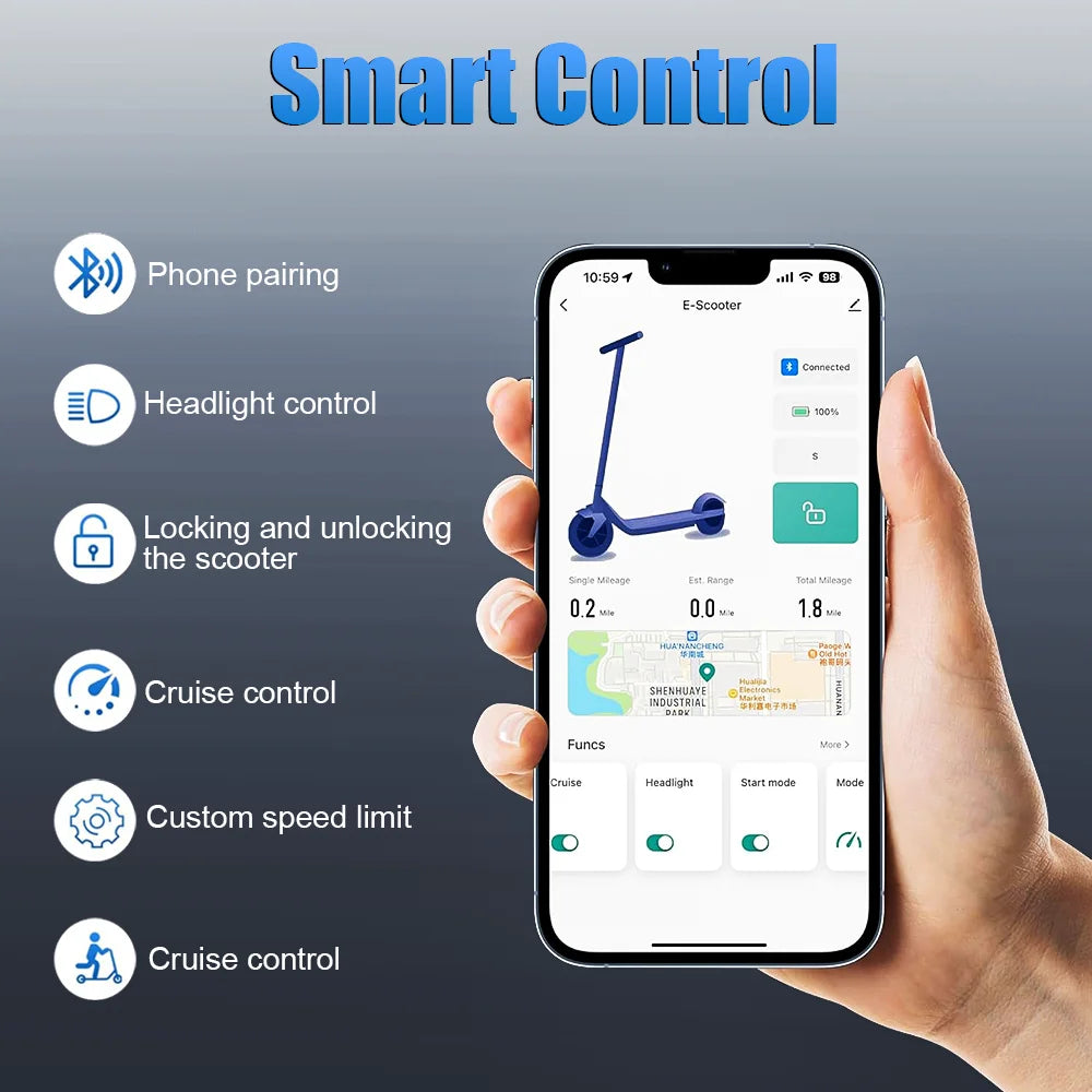 Electric Scooter Foldable 36V Powerful Motor 19mph 22Miles Long Range 8.5Inch